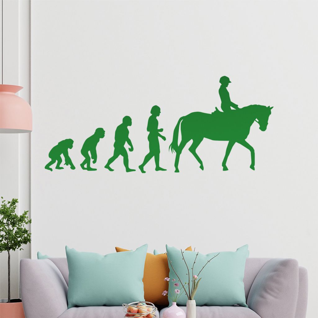 KIWISTAR Evolution Reiter Pferdesport Darwin Wandtattoo in 6 Größen - Wandaufkleber Wall Sticker - Dekoration, Küche, Wohnzimmer, Schlafzimmer, ...