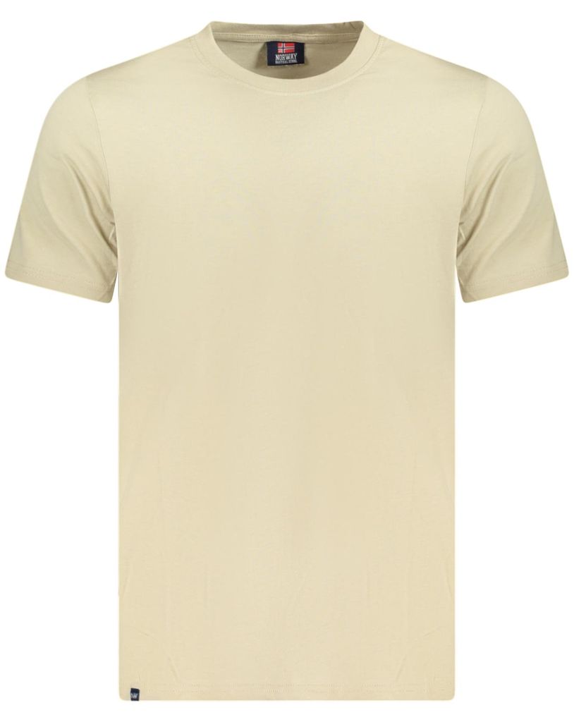 Stilvolles beiges Herren T-Shirt mit Stickerei und Rundhals.