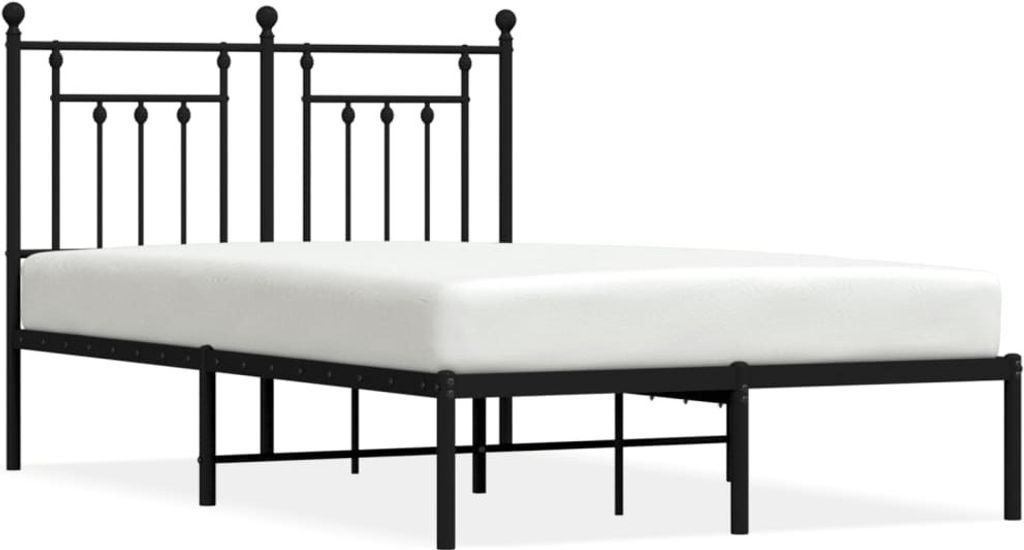 Metalowa Rama Łóżka Z Wezgłowiem, Czarna, 120X200 Cm Zdjęcie produktu 