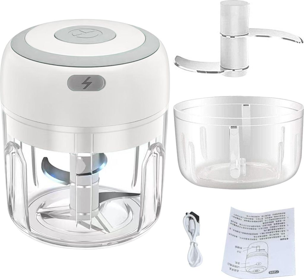 Wiederaufladbarer Knoblauchzerkleinerer, 100/250 ml, Mini-Küchenmaschine für Gemüse, Obst, Nüsse, Fleisch, Ein-Knoblauch-Tonmaschine