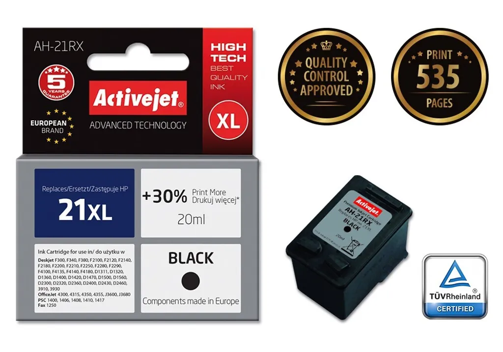 Cartuccia Nero HP 21XL Compatibile Activejet AH-21RX - Alta Resa 20ml