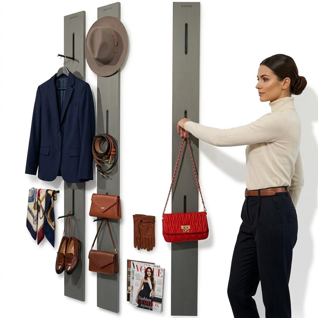 FLEXISTYLE Holz Kleiderhaken wand Wandgarderobe Garderobe klappbar platzsparend Garderobenhaken Holz Garderobenleiste Holz für Flure, Garderoben, ...