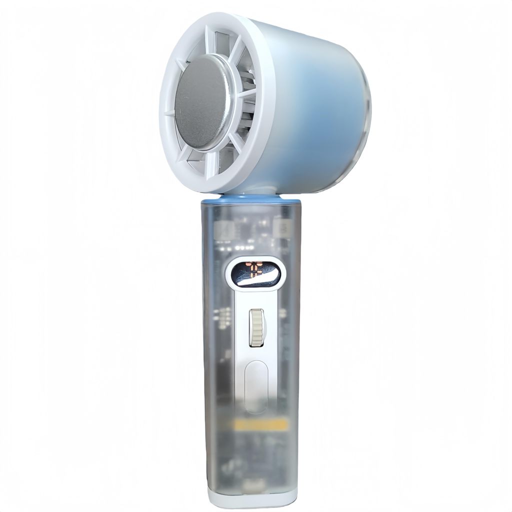 CkeyiN Handventilator mit transparenter, mattierter Oberfläche, Kühlkompressionsfunktion, Beleuchtung und 100 Geschwindigkeitsstufen am Drehrad