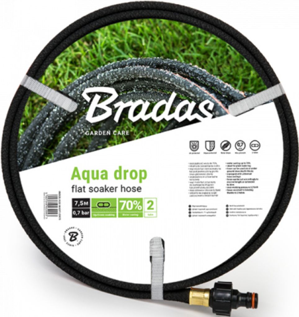 Gartenschlauch AQUA-DROP FLAT BRADAS 1/2" – 7,5 m Produktbild 