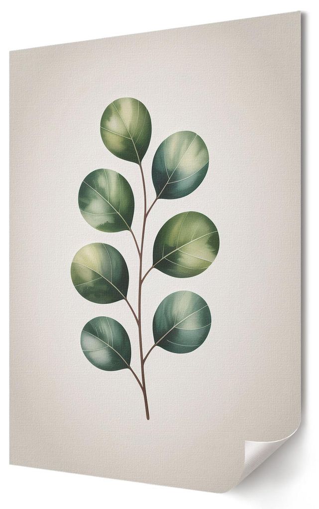 Grüne Blätter- Kunstdruck A3 (29x42 cm) - Minimalistisch, Modern- Wandbild für Wohnzimmer Schlafzimmer & Flur, Modernes Poster Wanddeko, Ungerahmt