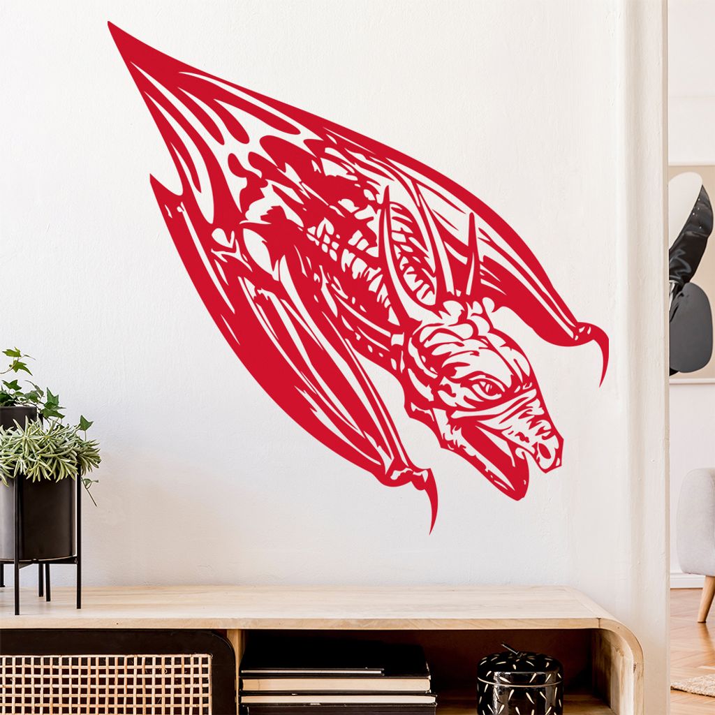 Drachen Flug Wandtattoo in 6 Größen - Wandaufkleber Wall Sticker - Dekoration, Küche, Wohnzimmer, Schlafzimmer, Badezimmer