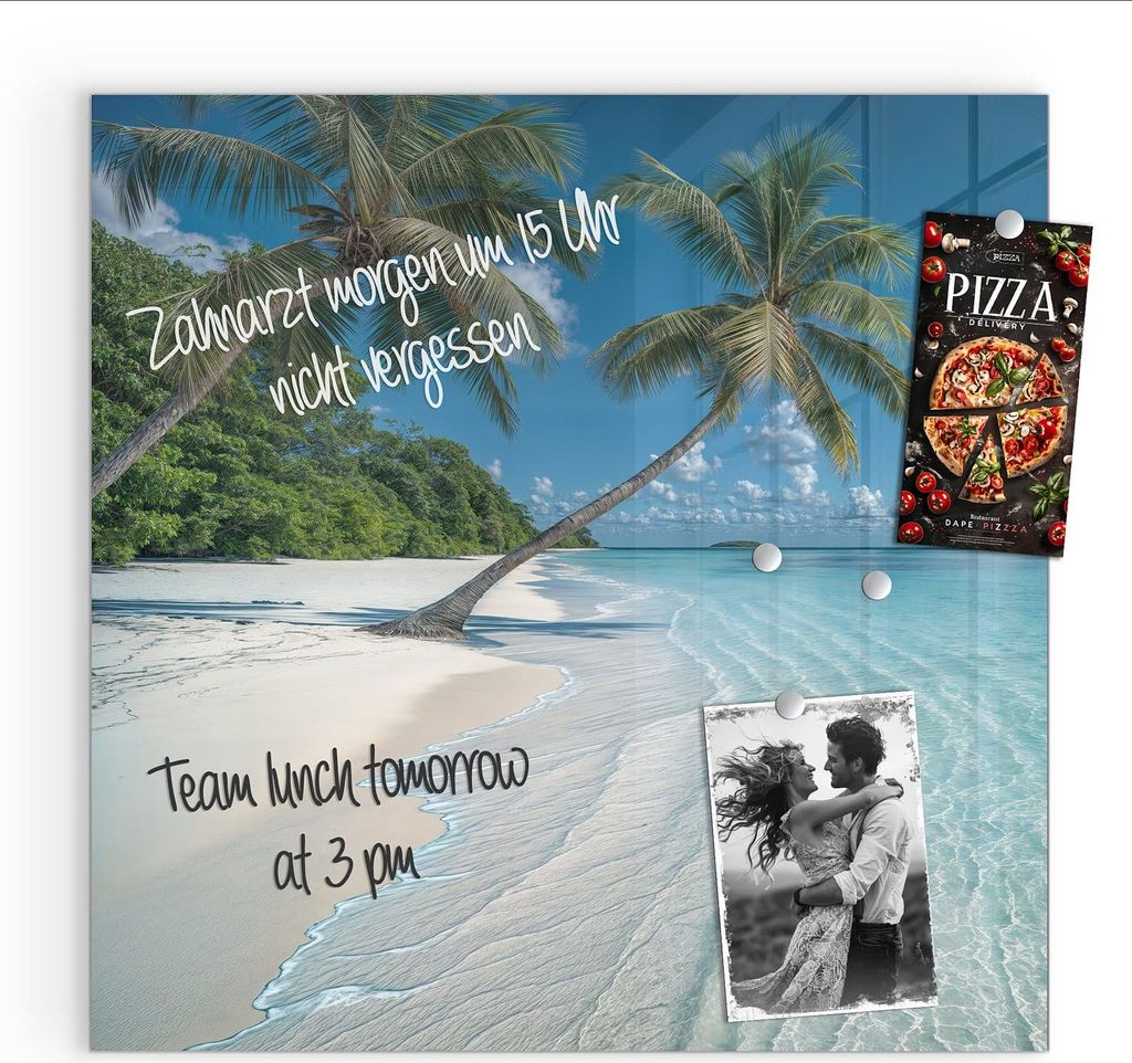 Magnettafel 30x30cm Pinnwand Whiteboard beschreibbar - Strandurlaub