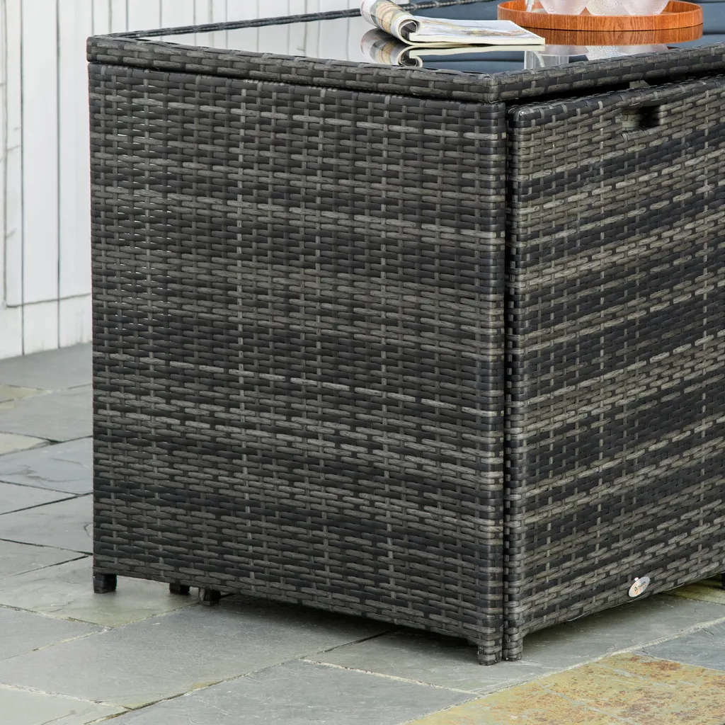 Ensemble de Jardin en Polyrotin Gris avec Structure Acier 5 Pièces Chic - 9