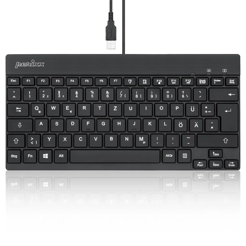 Clavier Rétroéclairé Compact QWERTZ Allemand Perixx PERIBOARD-326 Noir