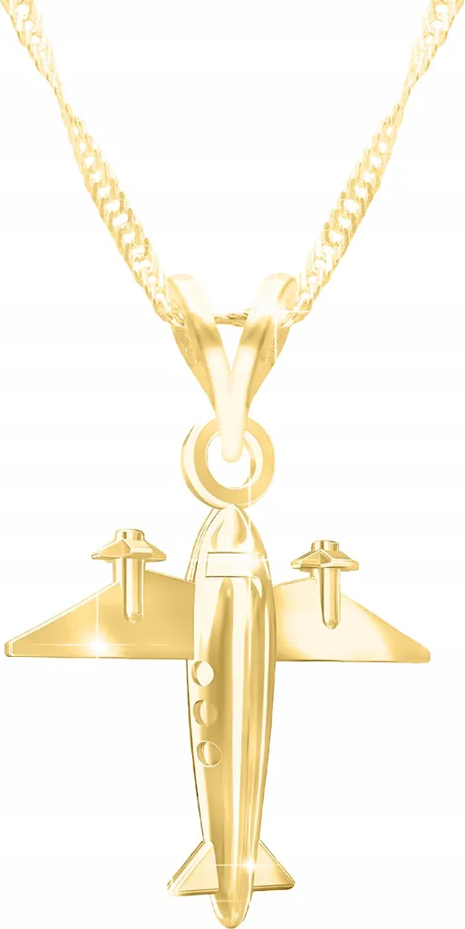 Collana Aeroplano Grande Argento 925 Placcato Oro | Idea Regalo Viaggiatrice