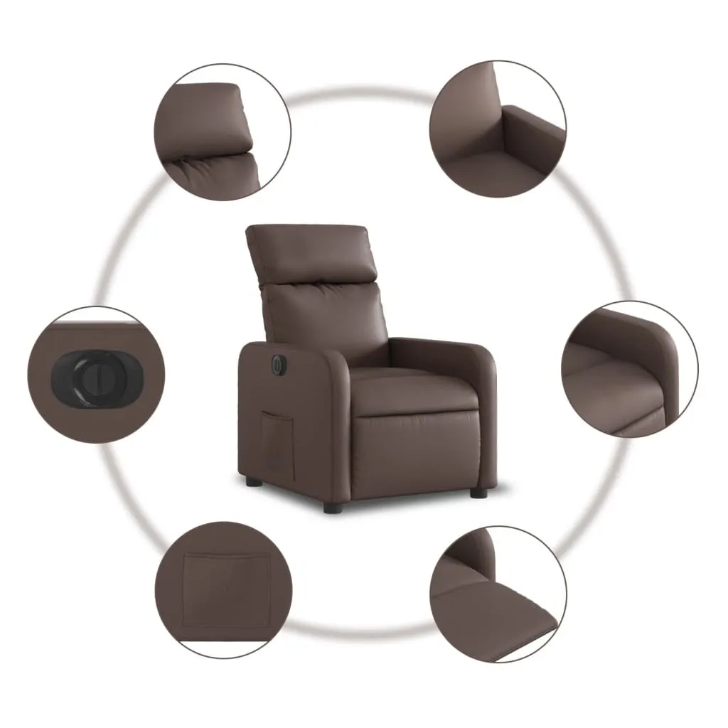 Fauteuil relax électrique marron en similicuir - Modèle Relax-Pro 500
