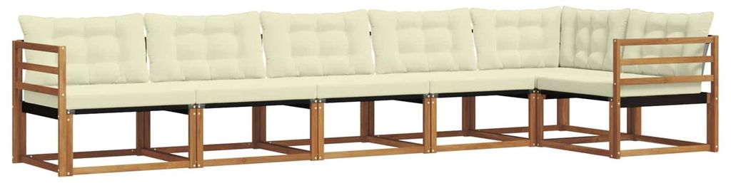 vidaXL Outdoor-Sofagarnitur mit Kissen 6 pcs Natur und Creme