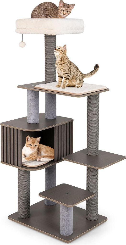 151 cm Katzenbaum mit Katzenhaus, Kratzbäumen und Spielzeug