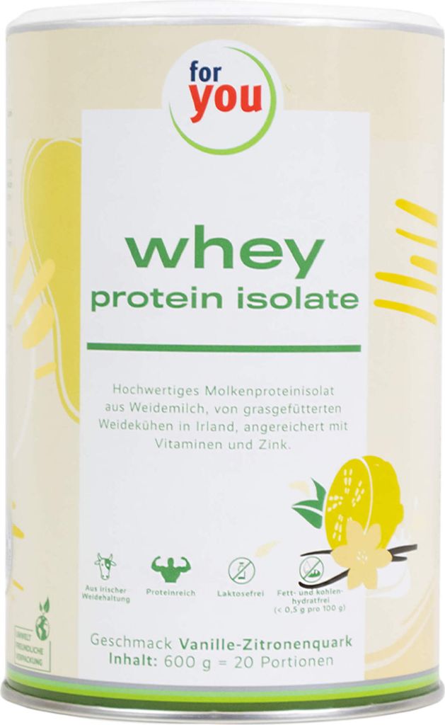 For You whey protein isolate Vanille-Zitronenquark 600 g