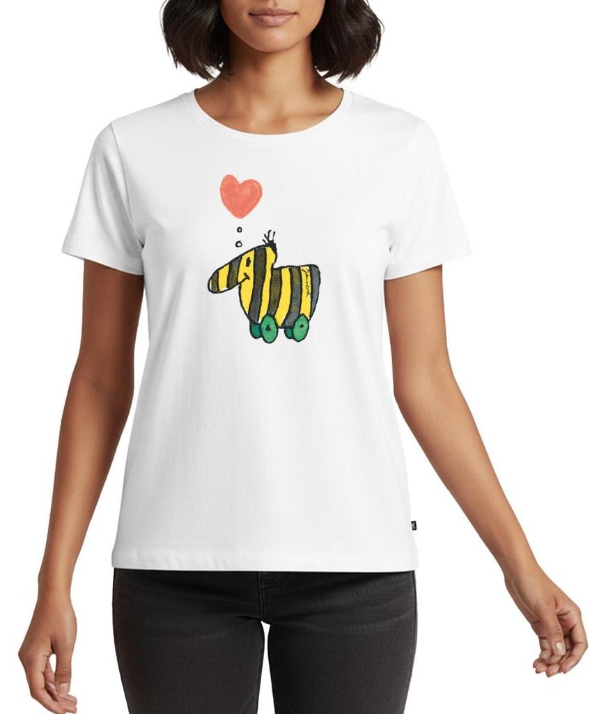 Spreadshirt Janosch Große Tigerente Mit Herz Liebe Frauen Premium T-Shirt, L, Weiß