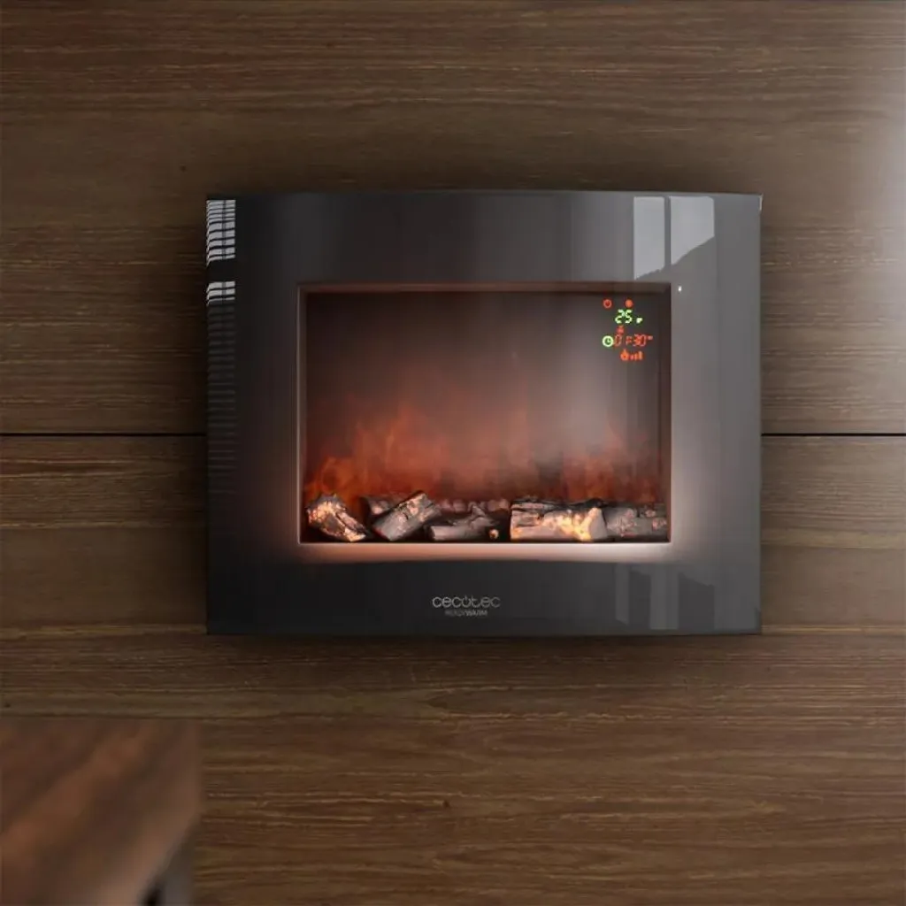 Cheminée électrique Cecotec ReadyWarm 2600 Curved Flames 2000W Noire