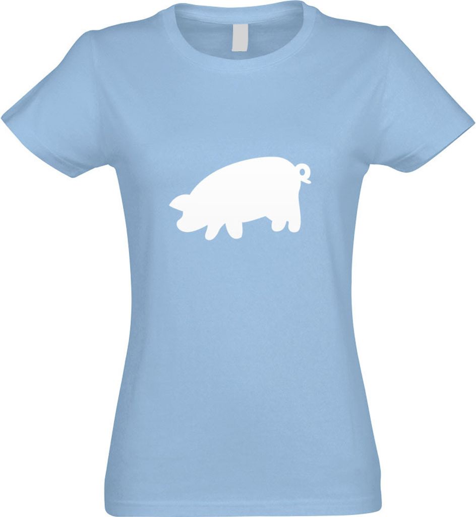 Kiwistar - T-Shirt tailliert - Damen - himmelblau - Schwein mit Ringelschwanz - mit Motiv Bedruckt - Funshirt Design - Sport - Freizeit - Damen - XL