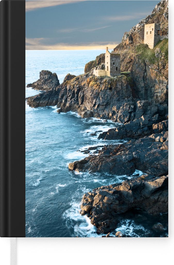 MuchoWow Notizbuch Tagebuch Haushaltsbuch Notebook A5 Das Meerwasser fließt gegen die Felsen von Cornwall - Notizblock - Notizheft - Notebook - ...