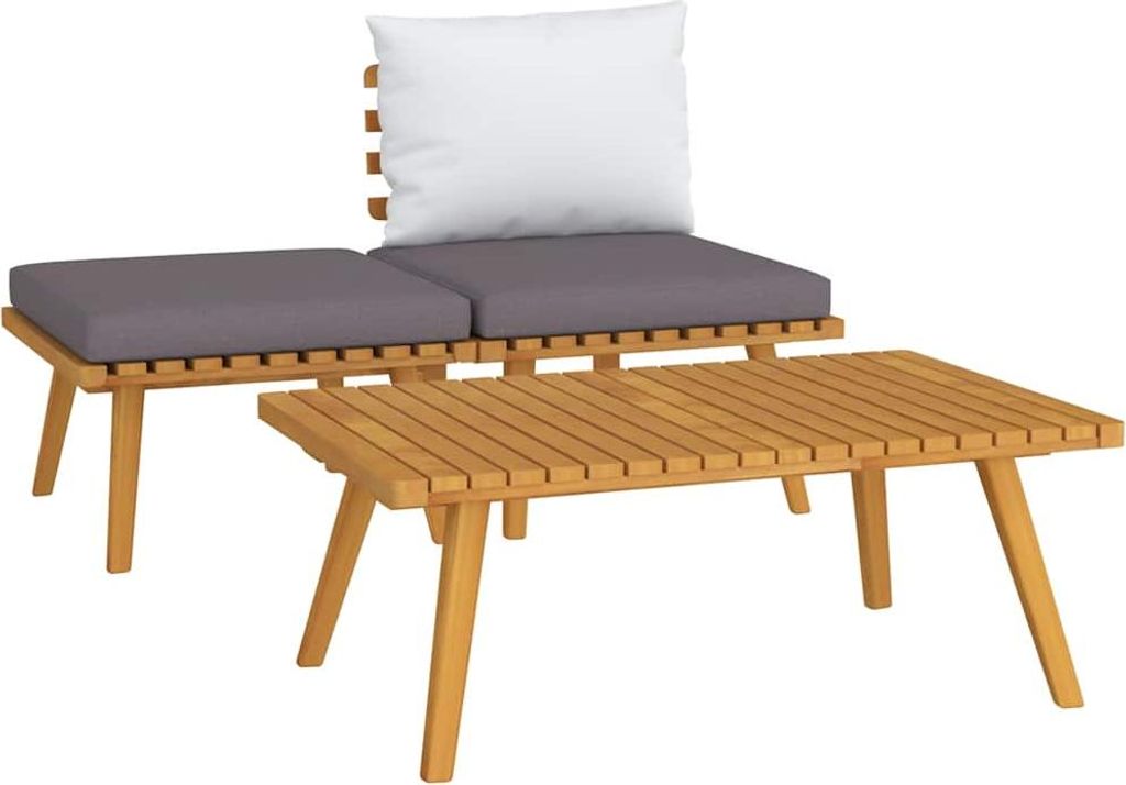 vidaXL 3-tlg. Garten-Lounge-Set mit Kissen Massivholz Akazie