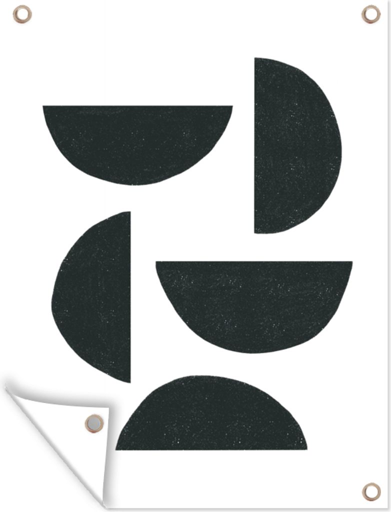 MuchoWow 60x80 cm Outdoor-Poster Gartendeko Sichtschutz Garten Poster für den Garten Geometrische Figuren - Abstrakt - Schwarz