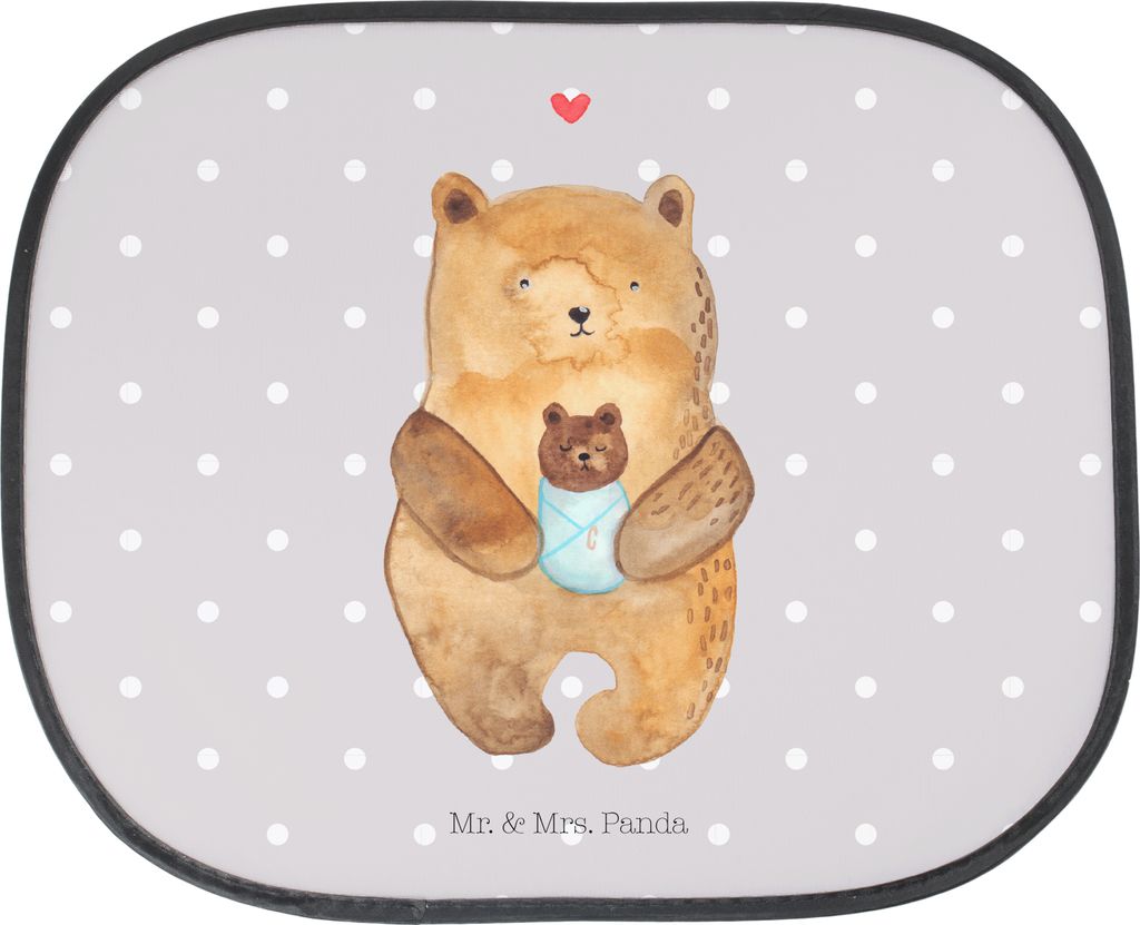 Mr. & Mrs. Panda pkw sonnenschutz Bär Baby - Grau Pastell - Geschenk, Geburt, Mutter, Teddy, Auto, Sonnenblende, Eltern, Autosonnenschutz, hitzesc...