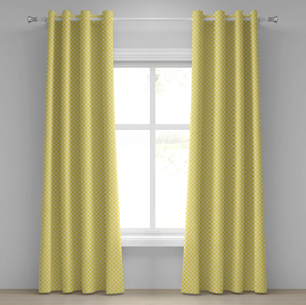 ABAKUHAUS Tenda Gialla Occhielli 280x225cm - Geometria Moderna Soggiorno