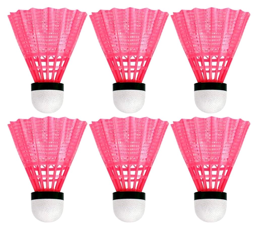 6 Stück Kunststoff Badmintonbälle für Sport und Training - pink