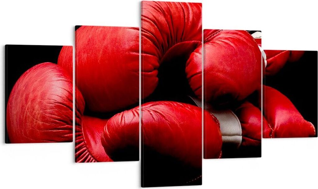 Bild auf Leinwand - Leinwandbild - Sport Handschuhe Leder Wettkampf - 125x70cm - Wand Bild - Wanddeko - Leinwanddruck - Bilder - Kunstdruck - Leinw...