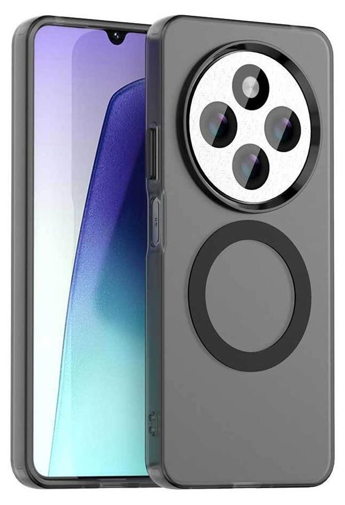 Magnetisch Hülle für Xiaomi Redmi 14C /Xiaomi Redmi 14R, Schlank Durchscheinend Matt Stoßfest Handyhülle Schwarz
