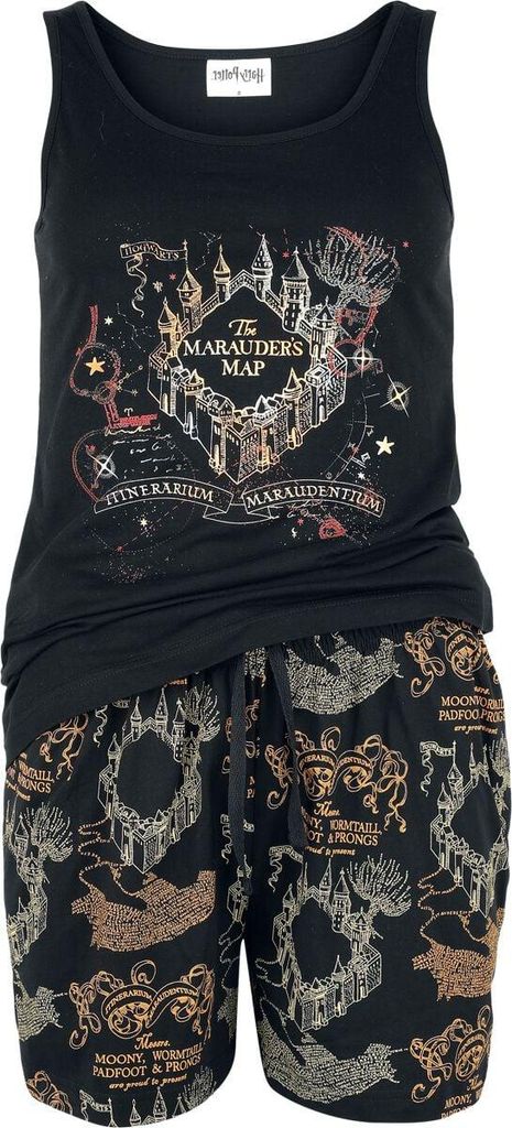 Harry Potter Schlafanzug Damen Karte des Rumtreibers schwarz S