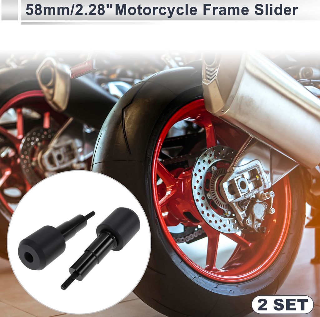 1.1" Motorrad Rahmen Schieber Aluminiumlegierung Kunststoff Rad Verkleidung Schutz Crash Pad Schutz Schutz 2.28" 6.1" 2 Stk Schrauben 2 Stk Muttern...