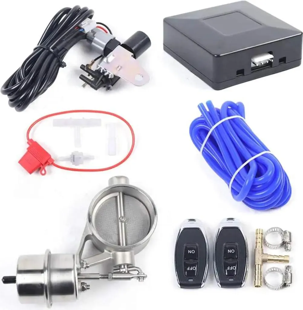 Clapet d'échappement réglable avec valve motorisée en inox noir