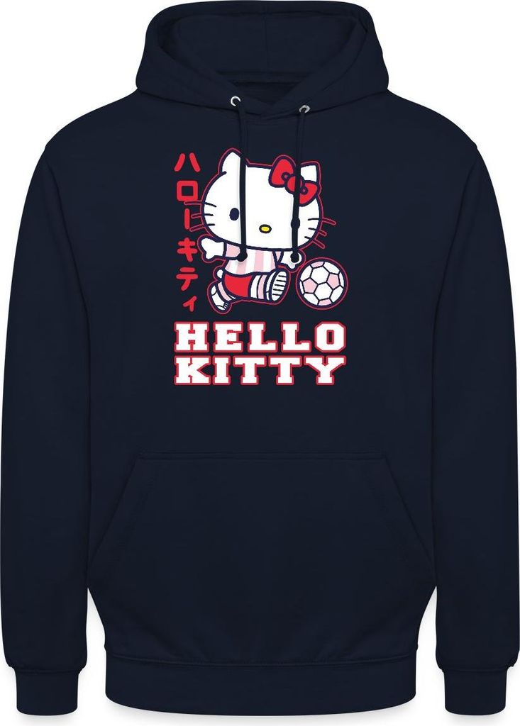 Spreadshirt Hello Kitty Spielt Fussball Sport Uni Hoodie, L, Navy
