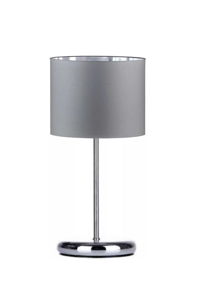 Tischlampe Grau-Silber Lampe Leuchte aus Velours Vintage Modern E27 Designerlauchte 1-flammig N230-GL1-GU
