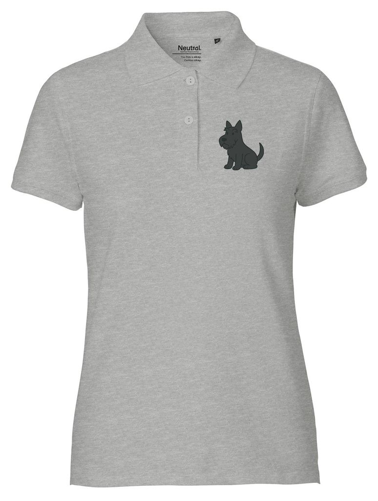 Huuraa Damen Polo Shirt Scottish Terrier Comic Scottie M Sport Grey Bio Baumwolle Fairtrade Poloshirt Geschenkidee