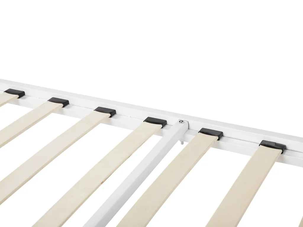 Grand lit double 160x200 cm en métal blanc style minimaliste