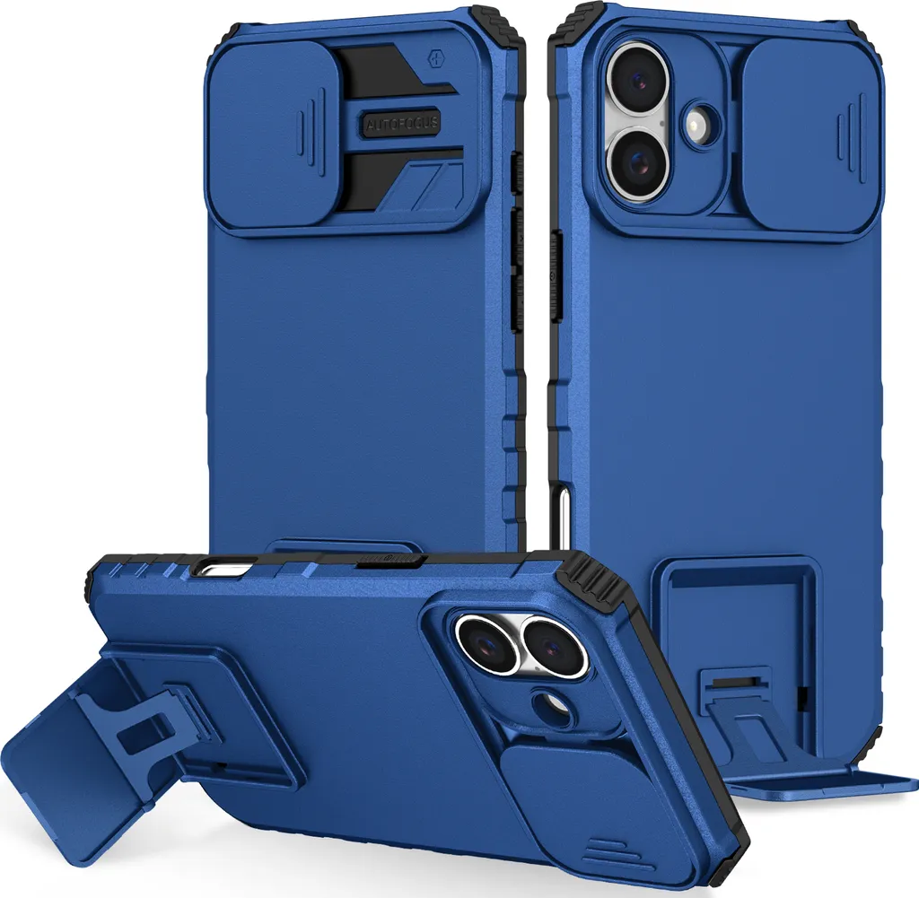 Cover Blu iPhone 16 Plus: Protezione Camera e Stand Magnetico - 1