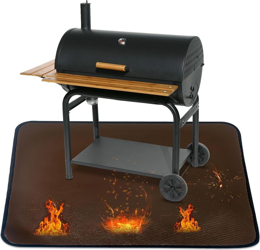 Grillmat - Feuerfeste Bodenunterlage für unter den Grill - 1 Stück - Braun - 165 x 99 cm