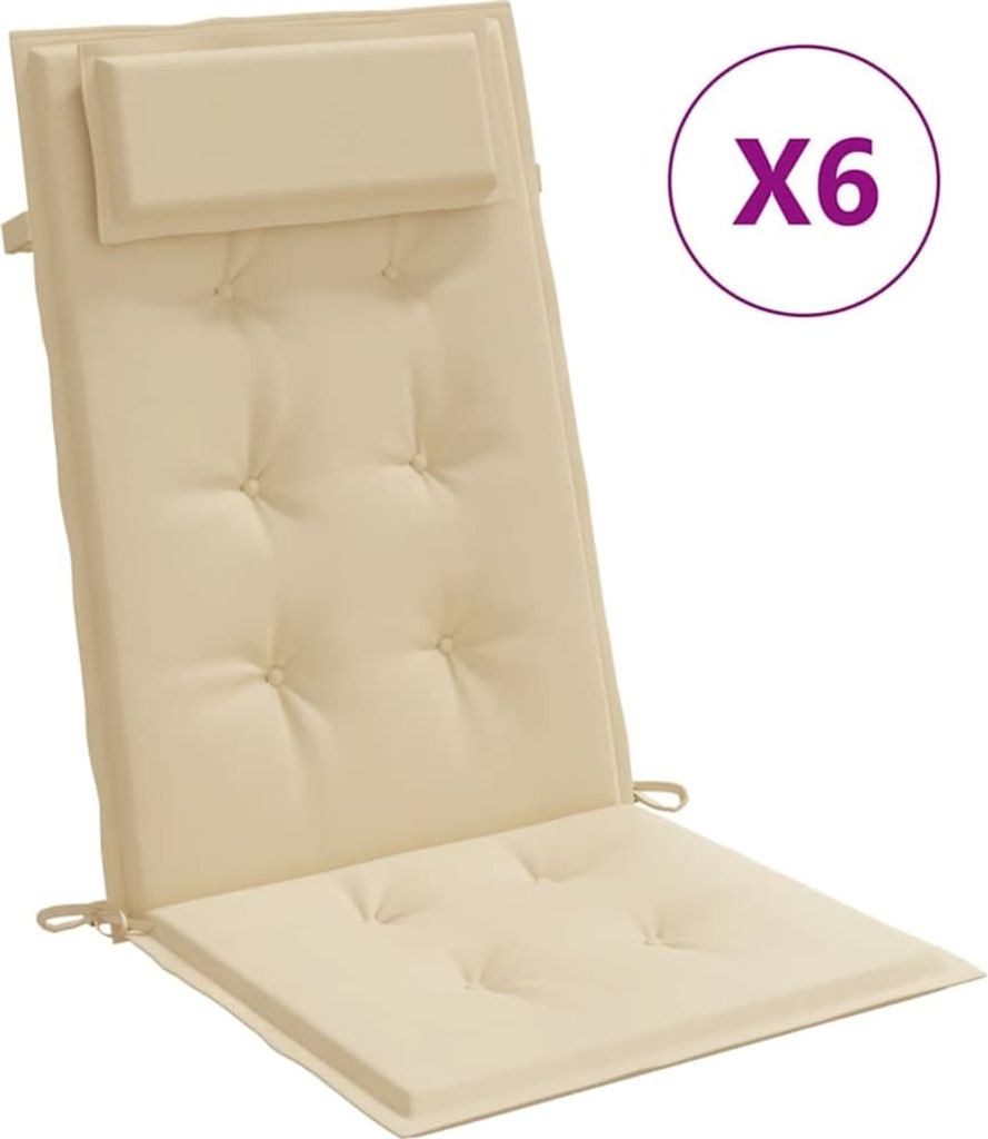 vidaXL Hochlehner-Auflagen 6 Stk. Beige Oxford-Gewebe