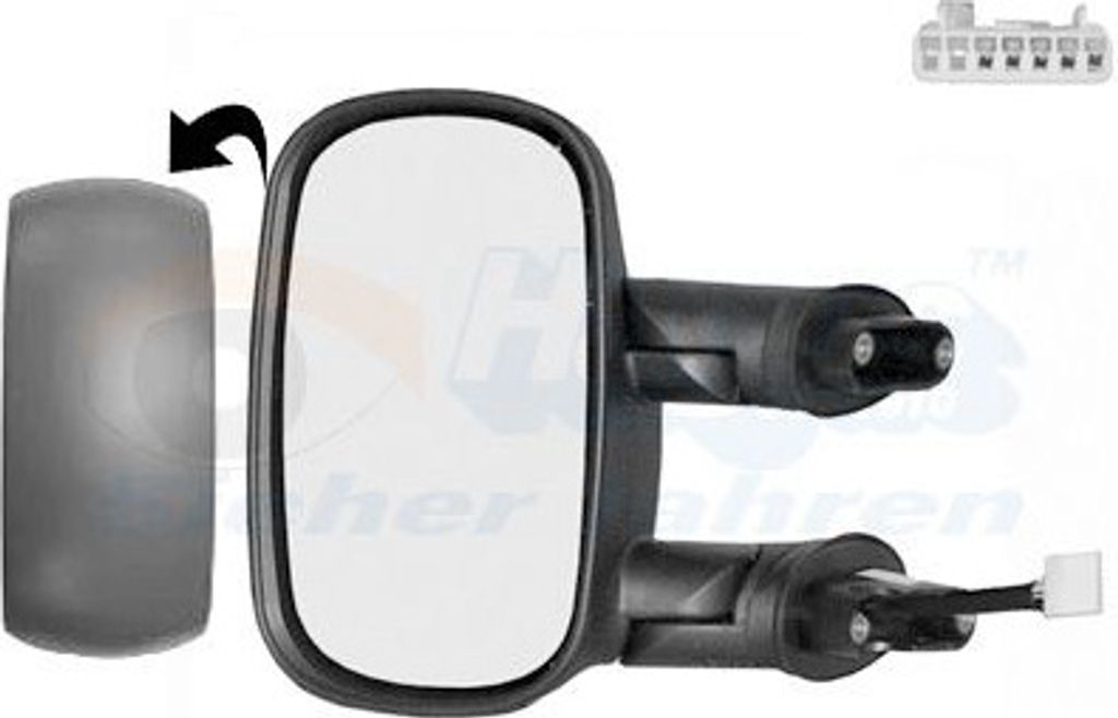 VAN WEZEL 1636807 Außenspiegel Seitenspiegel Links für FIAT Doblo Cargo (223) Konvex Beheizt Grundiert