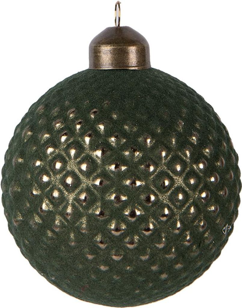 Guaina natalizia Clayre & Eef Ø 8x9 cm in vetro verde Immagine del prodotto 