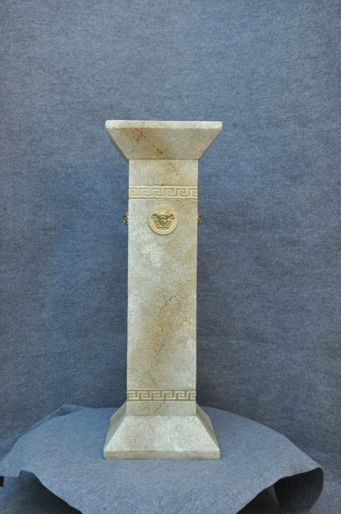 Säule Mäander Style Beistelltisch Marmoriert Dekosäule 100 cm Griechische Antik Retro Rokoko Säule Barock Blumenständer Podest Handbemalt