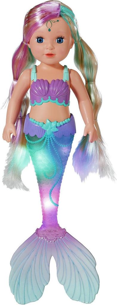 BABY born Meerjungfrau 43cm, Puppe mit Langen Haaren zum Stylen und leuchtender Schwanzflosse, für Kinder ab 3 Jahren, Batterien benötigt, 837351...