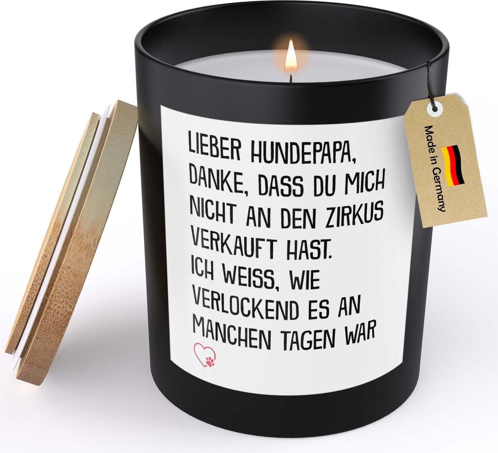22Feels Hundepapa Geschenk Frauen Spruchkerze Herrchen Hund Sojawachs Kerze im Glas "Danke Dass Du Mich Nicht" Dog Dad Welpe Bürohund Handgemacht ...