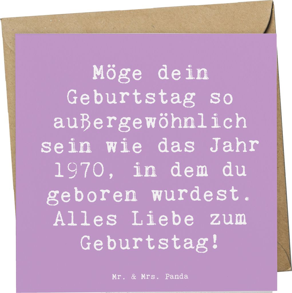 Mr. & Mrs. Panda Grußkarte Spruch 1970 Geburtstag - Lavendeltraum - Geschenk, 50., anlasskarte, Alter, Glückwunschkarte, außergewöhnlich, Gebur...