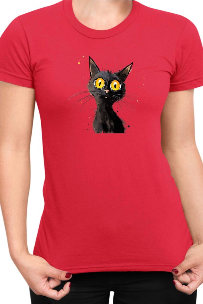 Damen T-Shirt Funny Cats Breeds Bombay Cat 015, Lady XS / Rot