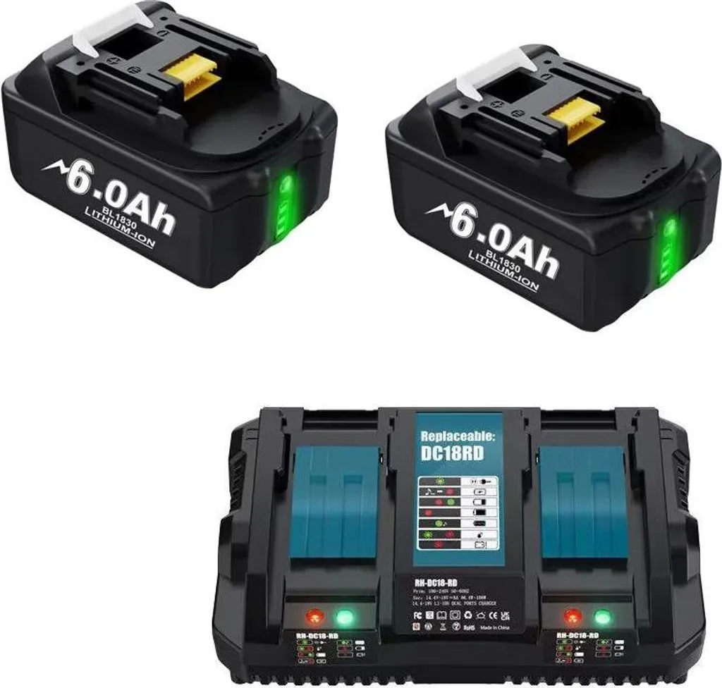 Batterie haute capacité 6000 mAh et son chargeur universel - Kit n°2 Noir