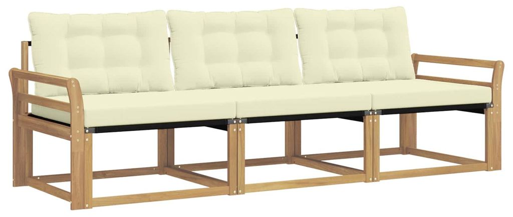 vidaXL Outdoor-Sofagarnitur mit Kissen 3 pcs Weiß und Creme