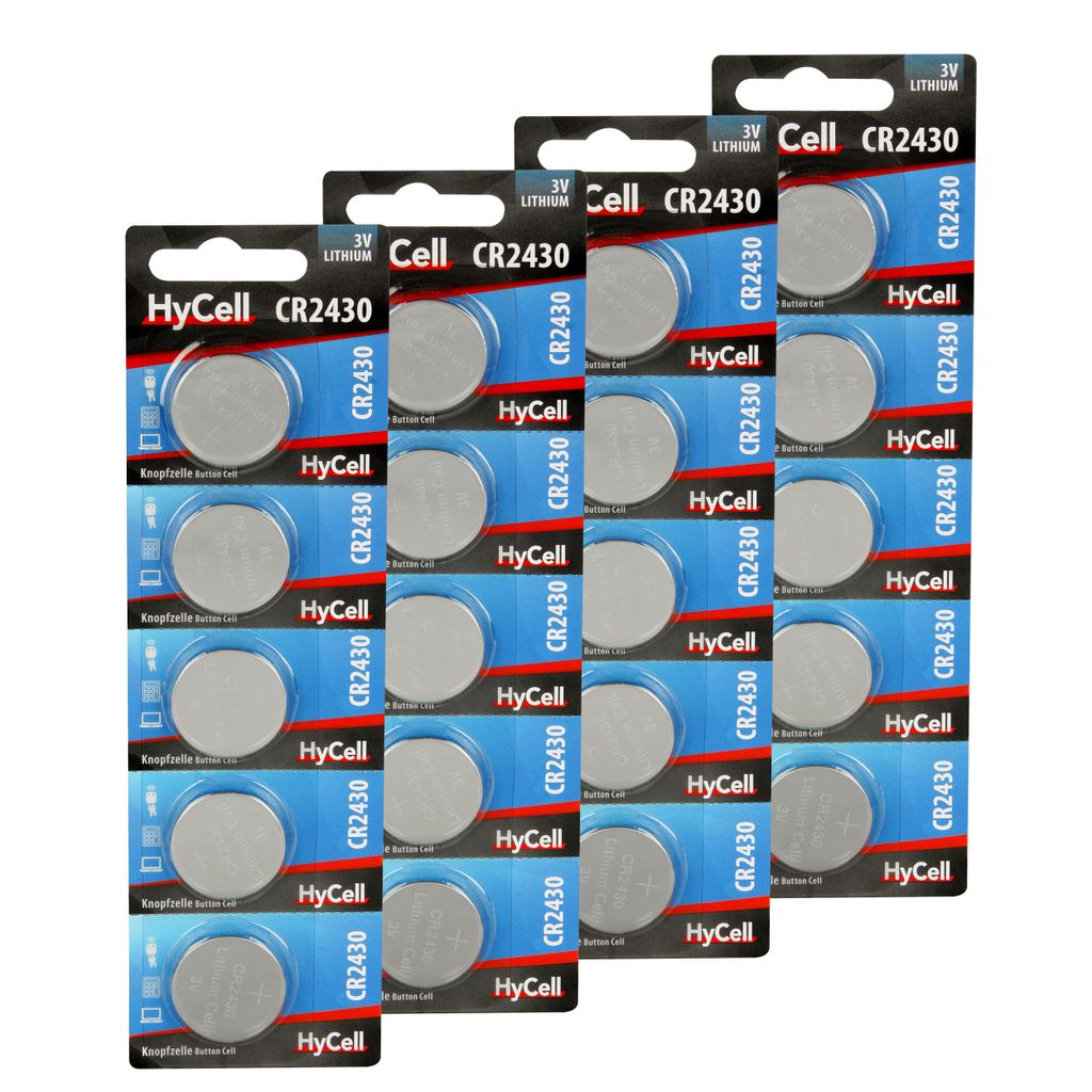 HyCell 20er Pack Lithium Knopfzellen CR2430 3V - Knopfbatterien - 20 Stück
