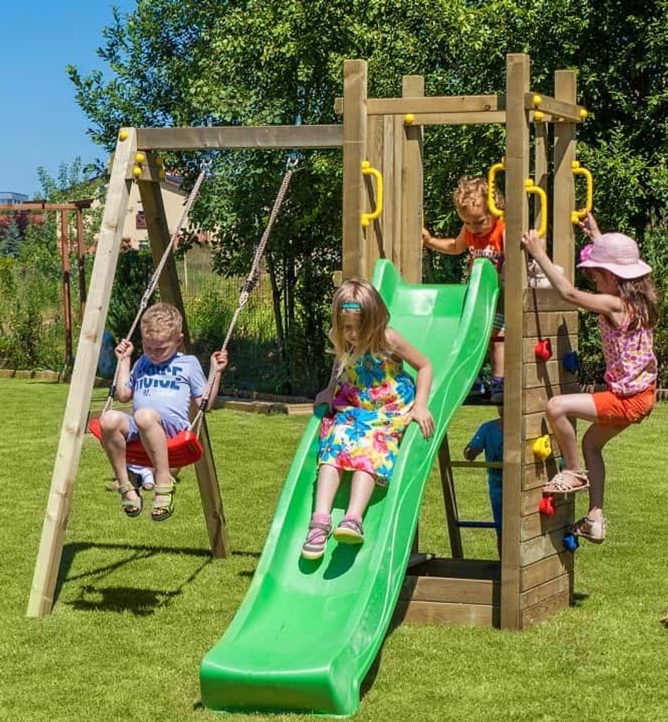 Kibungi Spielturm FUNNY3 mit Sandkiste und Schaukel Produktbild 